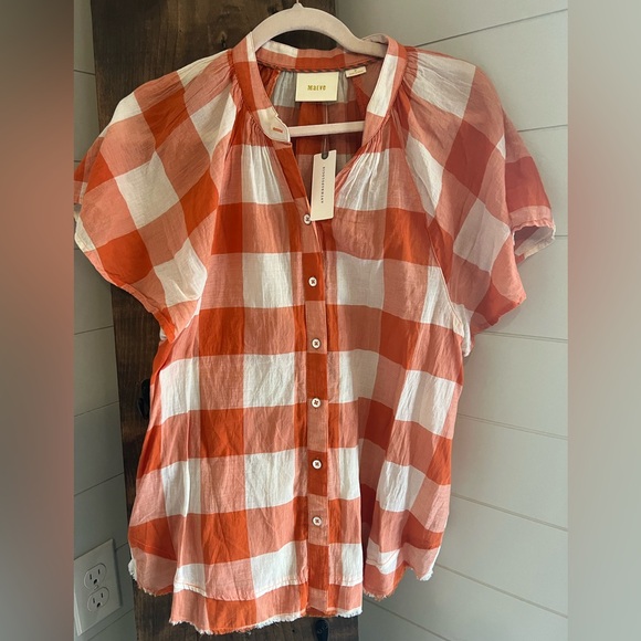 Mauve Tops - Anthropologie - Mauve Buffalo Plaid Blouse